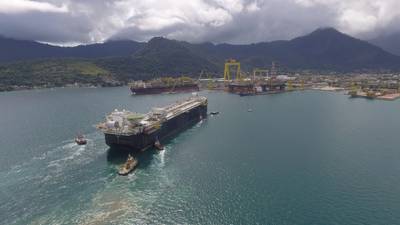O FPSO P-69 é uma embarcação de produção padronizada no exterior do Brasil, com capacidade para 150.000 barris de petróleo e 6 milhões de pés cúbicos de gás natural por dia. Imagem