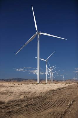 file Image：典型的维斯塔斯风力涡轮机安装。信用：维斯塔斯