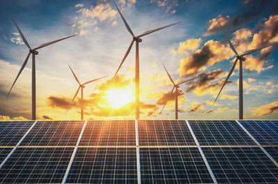 风能和太阳能发电：据DNV GL称，为了达到“巴黎气候变化协定”规定的2030年目标，需要从这些能源产生更多的电力。 （图片©Adobe Stock / lovelyday12）