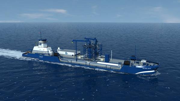 Εικόνα αρχείου: Μια απεικόνιση του πλοίου Q-LNG ATB bunker του Harvey Gulf. Όταν κατασκευαστεί, το σκάφος αυτό, που συνεργάζεται με τη Shell, θα παρέχει LNG σε μια σειρά από νέα πλοία LNG / Dual Fuel Cruise που κατασκευάζονται σήμερα. ΠΙΣΤΩΣΗ: Ο Κόλπος του Χάρβεϊ