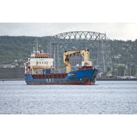 Arrival of the BBC Peter Roenna in the harbor this morning (Duluth’s Aerial Lift Bridge in background)