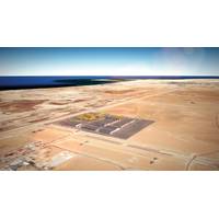 This artist rendition and those at the top of the page show what the facility — which will span 500,000 square meters — will look like. Image: Saudi Aramco