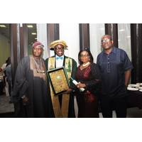 L-R: Assistant Director, Maritime Safety, Nigerian Maritime Administration and Safety Agency (NIMASA) Engineer Olu Aladenusi, FNSE, Executive Director, Operations, NIMASA, Engr. Rotimi Fashakin, FNSE, His Wife Mrs. Olubisola Fashakin and Head, Corporate Communications, NIMASA, Mr. Isichei Osamgbi at the conferment of the Fellowship status to the NIMASA ED, Operations by the Nigerian Society of Engineers in Abuja recently.  (Photo courtesy of NIMASA)