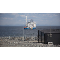 The cable-laying vessel NKT Victoria at the Johan Sverdrup converter station at Haugsneset near Kårstø.(Photo: Øyvind Gravås - Woldcam / Statoil)