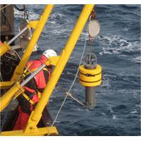 Deployment of Arctic AMAR recorder (photo courtesy Fugro GEOS Ltd)