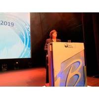 Director Bente Nyland presents the report "Petroleum Activity in the High North" in Hammerfest. Photo: NPD