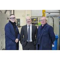 L-R Jim McBride, Manufacturing Supervisor of Electronics and Microwave divisions, Jim Davidson, CEO of Albacom and Ronnie McKenzie, Surface Engineering & Machining Supervisor. Photo Albacom