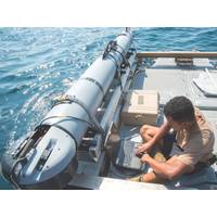 Mineman 3rd Class John Stephen-Torres, Commander, Task Group (CTG) 56.1, observes data from a MK 18 MOD 2 UUV for a training evolution during a mine countermeasures squadron exercise (SQUADEX) aboard the Bay-class landing dock ship Cardigan Bay (L3009) of the Royal Fleet Auxiliary. CTG 56.1 conducts mine countermeasures, explosive ordnance disposal, salvage-diving, and force protection operations throughout the U.S. 5th Fleet area of operations. (U.S. Navy photo by Jonah Stepanik)