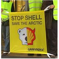 Protest banner: Image courtesy of Greenpeace