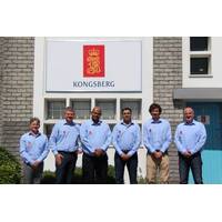 From left to right: Alastair Pettie, Rune Haukom, Steve Nell, Shaun Ortell, Pierre Marais, Wojtek Kowalczyk  (Photo: Kongsberg Maritime)