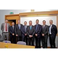 From left to right: Michael Cobb, ExxonMobil; Andrew Scott, Babcock; Ian Lindsay, Babcock; Angus Campbell, BSM; Michael Morrison, Orkney; Gavin Barr, Orkney; Mark Gilks, Calor; and Luca Volta, ExxonMobil (Photo: © Colin Keldie)