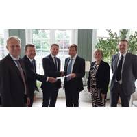 The Technology Qualification certificate was signed at the British Embassy in Copenhagen on July 12. From left to right: Per Langer, Chairman of AW-Energy; Christopher Ridgewell, Chief Technology Officer of AW-Energy; John Liljelund, CEO of AW-Energy; Thomas Thune Andersen, Chairman of Lloyd’s Register; HE Vivien Life, the British Ambassador to Denmark; and Ross Wigg, Vice-President Renewables of Lloyd’s Register (Photo: Lloyd’s Register)