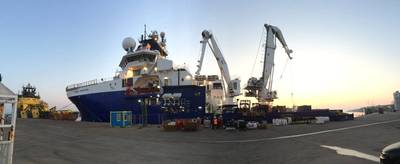 Bibby Sapphire in port during mobilization (Photo: Bibby Offshore)