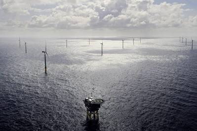 Borkum Riffgrund 1 Offshore Wind Farm adjacent to the planned Borkum Riffgrund 3 project. (Photo: Ørsted)