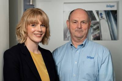 Dräger UK Managing Director Mike Norris (right) welcomes Kelly Murray at the company’s Aberdeen base (Photo:BIG Partnership)