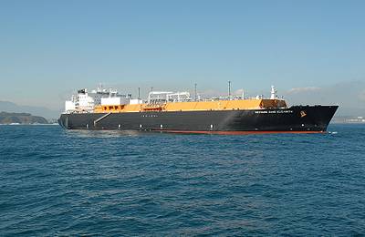 Ship enters Methane Jane Elizabeth Quintero Bay with the first shipment of LNG in July 2009 (Photo courtesy of ENAP Chile)