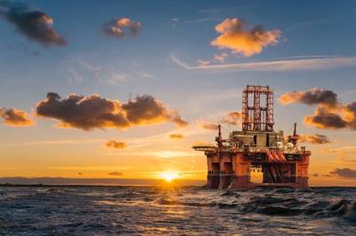 Illustration; An offshore drilling rig