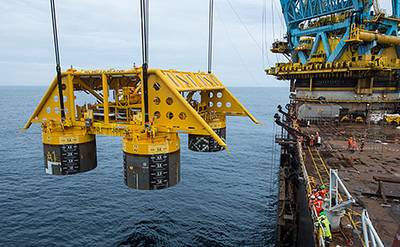 Installation of subsea template at the Åsgard field in the Norwegian Sea. (Photo: Øyvind Hagen)