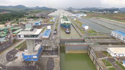 Maran Gas Apollonia transiting the Expanded Panama Canal's Cocoli Locks (Photo: Panama Canal Authority)