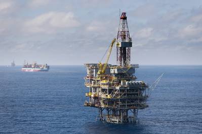 Peregrino A platform , with FPSO in the background offshore Brazil (Photo: Øyvind Hagen / Equinor)