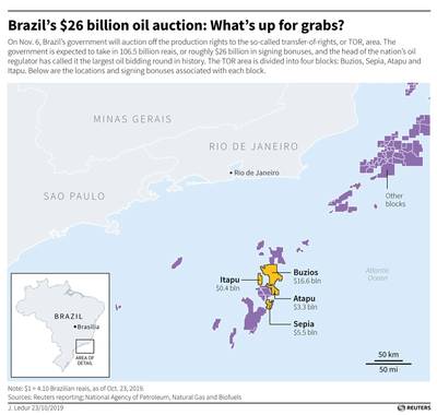 Reuters graphic of Brazil Oil blocks