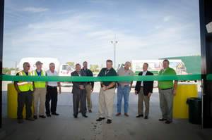 From l to r: Richard Carney,Trillium CNG; Charles Koontz, Trillium CNG; Dale Scheiderer, Vice Chairman/Bd of Directors- Heritage Cooperative; Randy Manns, Mayor-Kenton; Jim Lammers, Gen Manager of Transport- Precision Strip, Inc.; Eric Parthemore, Pres/CEO-Heritage Cooperative, Inc.; David Daniels, Dir-Ohio Dept of Ag; Robert Sprague, State Rep; Ray Etgen, VP of Energy-Heritage Cooperative, Inc.