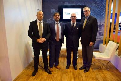 From left to right: Adnan Ezzarhouni, General Manager, GTT; Aditya Aggarwal, ABS Director, Global Gas Development; Philippe Sibille, Chairman and CEO, GTT; and Christopher J. Wiernicki, Chairman, President and CEO, ABS. Photo: ABS
