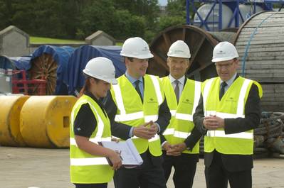 from left:  Stephanie Braid, Base Operator NorSea Group, Chancellor George Osborne, Jakob Thomasen CEO Maersk, Walter Robertson MD NorSea Group UK