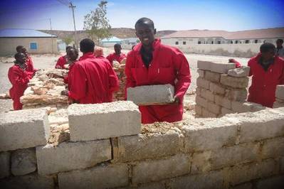 Trainees in Ely, Somalia participate in a vocational training as part of the Joint Shipping Initiative funded UNDP "Alternative Livelihoods to Piracy in Puntland and Central Regions of Somalia" programme. The programme has trained over 500 Somalian youths in a range of skills to equip them for a life other than piracy.