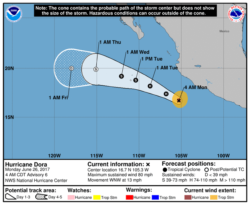 Hurricane Dora Forms Off Mexico's Pacific Coast