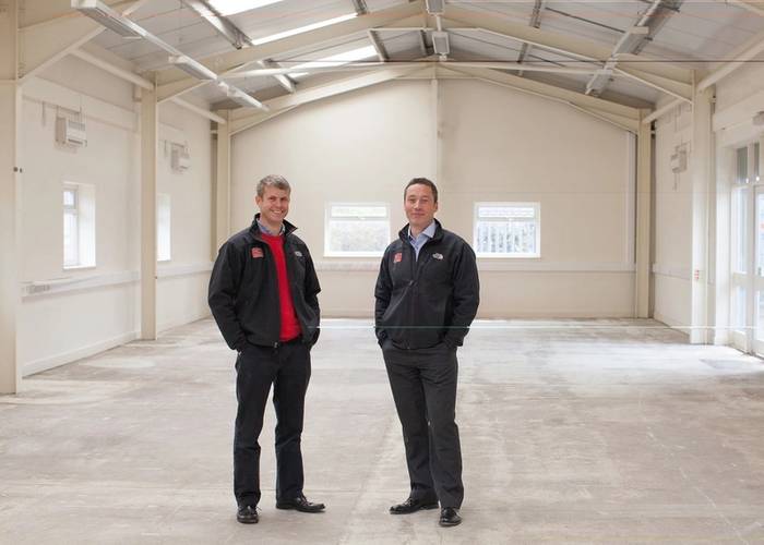 Toby Bailey, Business Development Director (left) and Joe Orrell, Managing Director at Red Marine (right) in the new test facility space (Photo: Red Marine)