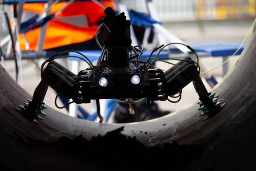 BladeBUG is a blade walking inspection robot, focusing on leading edge erosion inspection. Images from ORE Catapult.