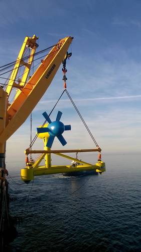 Deployment of tidal turbine in the Fromveur Passage (Photo: MacArtney)