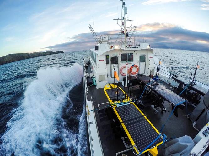 Wave Gliders being transported out of Stornaway prior to launch (Photo: NOC)