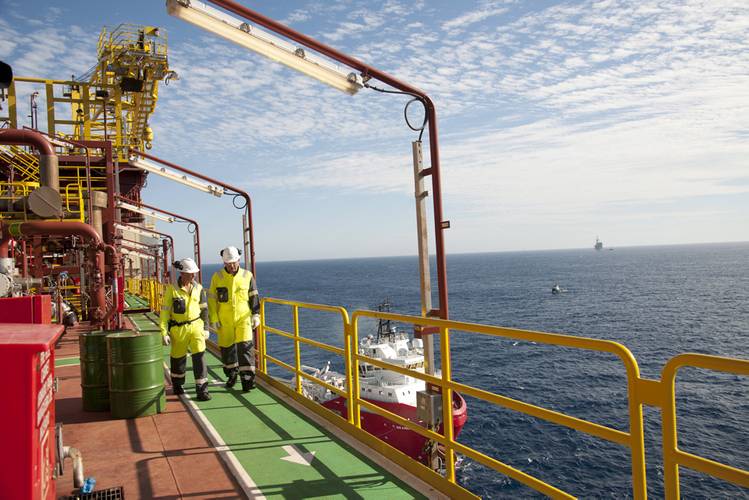 Safe stroll Crew aboard the Maersk Peregrino FPSO off Brazil. Photo: Oeyvind Hagen Statoil 