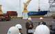 First handful of cooling units being offloaded during today’s media briefing at the Duluth Seaway Port Authority’s Clure Public Marine Terminal with Dave McMillan (L), senior vice president of external affairs at ALLETE and executive vice president of Minnesota Power, along with Vanta E. Coda II (R), executive director of the Duluth Seaway Port Authority speaking in the foreground.